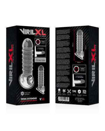 VIRILXL - EXTENSIÓN Y FUNDA DE PENE V15 TRANSPARENTE - Fundas Pene con Extensión