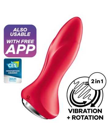 SATISFYER - ROTATOR PLUG 1+ PLUG VIBRADOR APP ROJO | Placer Sin Límites - SATISFYER CONNECT - Vibradores con APP