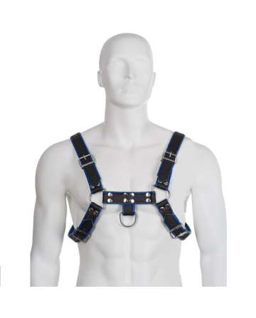 LEATHER BODY ARNeS CUERO AZUL Y NEGRO CHEST BULLDOG