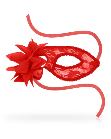 OHMAMA - MASKS ANTIFAZ CON ENCAJES Y FLOR ROJO - OHMAMA MASKS - Máscaras Venecianas