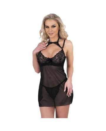 LIVCO CORSETTI FASHION - BINELLA SET BABYDOLL + TANGA NEGRO - LIVCO CORSETTI SETS