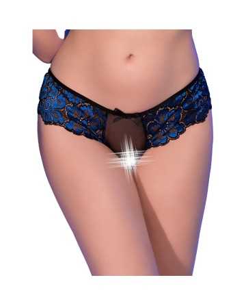 CHILIROSE - CR 4712 PANTIES CROTCHLESS NEGRO/AZUL S - CHILIROSE PANTIES & THONGS - Bragas con abertura
