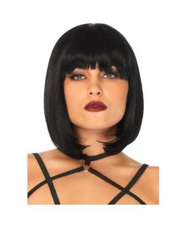 Peluca corta de corte bob natural negro Leg Avenue vista frontal