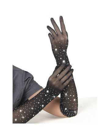 Guantes Transparentes con Brillo Negro S/M de SUBBLIME - SUBBLIME ACCESORIES - Guantes para lencería