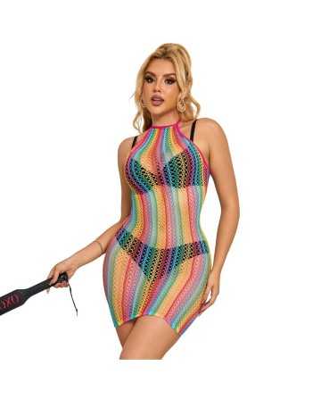 SUBBLIME - 952341 VESTIDO DE REJILLA ARCOIRIS TALLA ÚNICA - SUBBLIME DRESSES - Vestidos Sexys