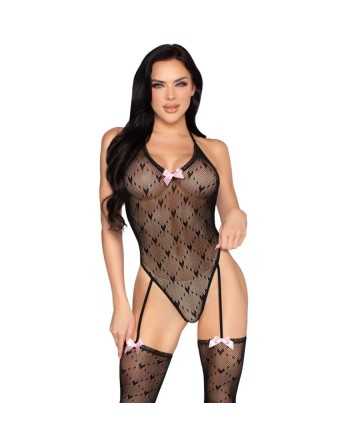 LEG AVENUE - 89360 BODY CON LIGUERO Y ESPALDA ABIERTA NEGRO - TALLA ÚNICA - LEG AVENUE TEDDIES - Sets con Liguero